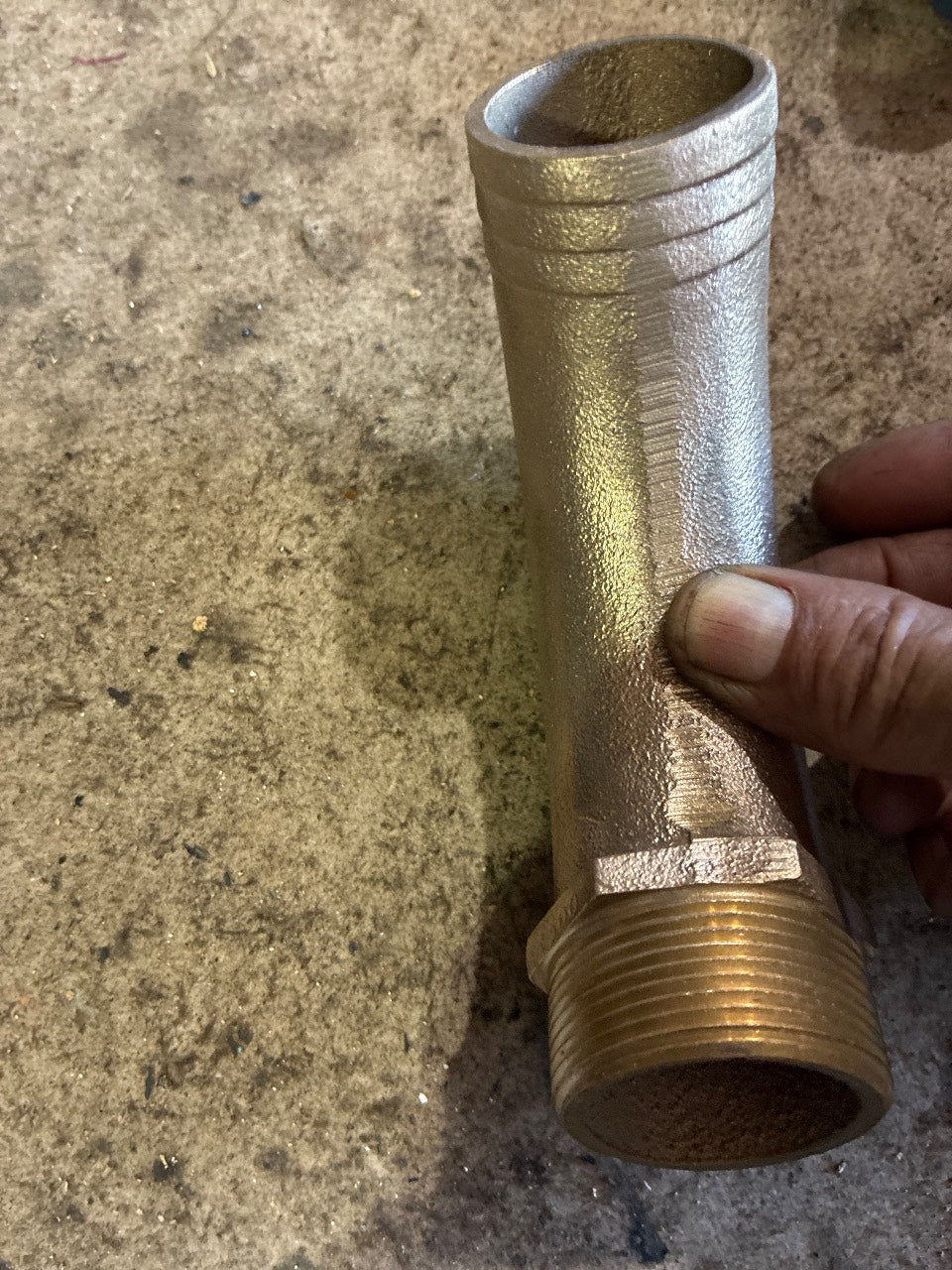 Bronze 90° Male NPT x Hose Barb Elbow Marine Pipe-to-Hose Fitting - Used