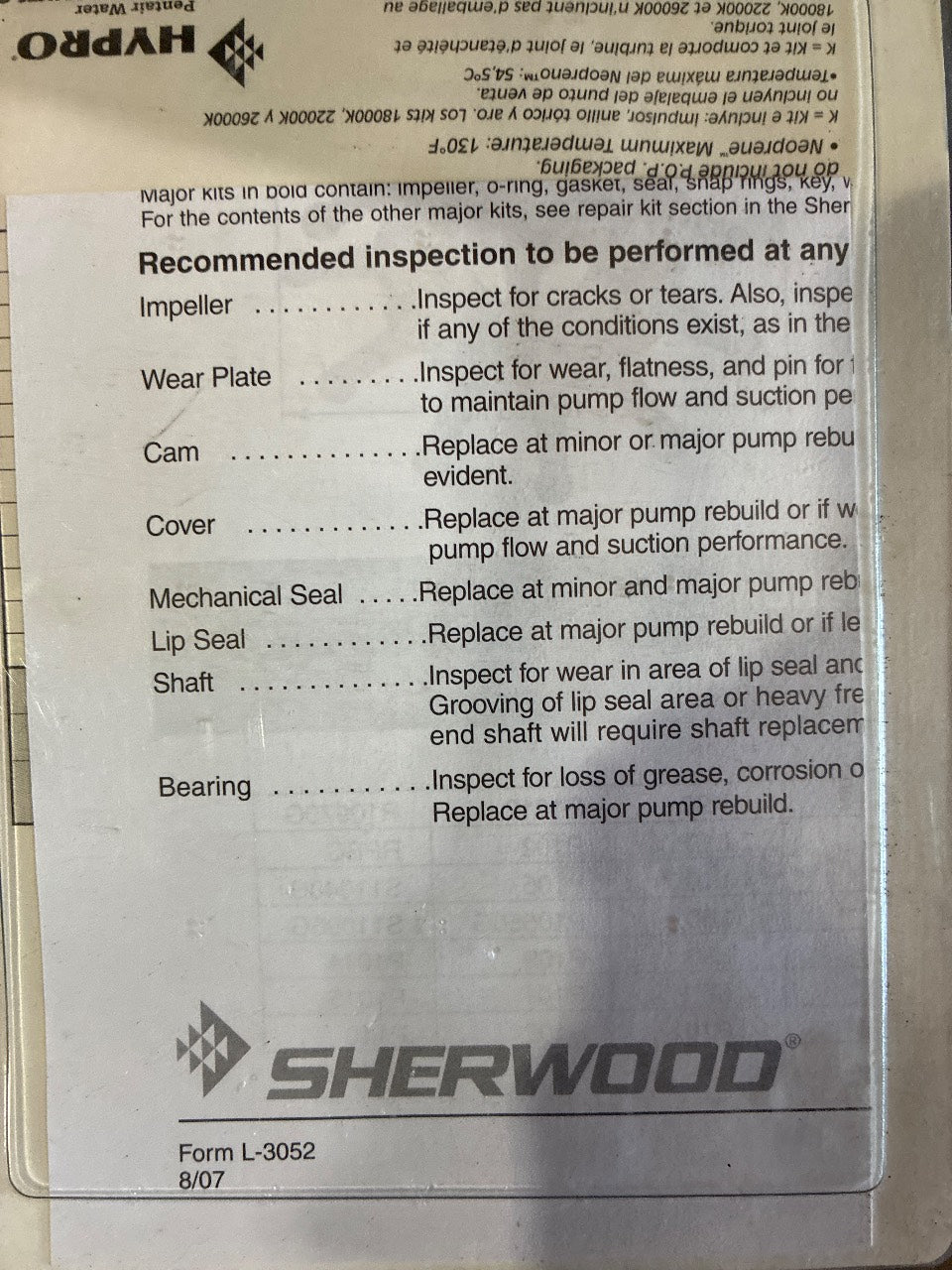 Sherwood 10615K-SHW Engine Specified Impeller Kit with Gasket - New