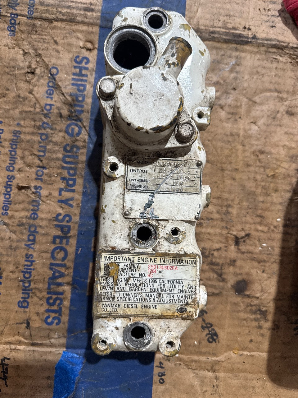 Yanmar 3TNE78AC-KB Valve Cover / Rocker Cover Assembly with Data Plate - Used