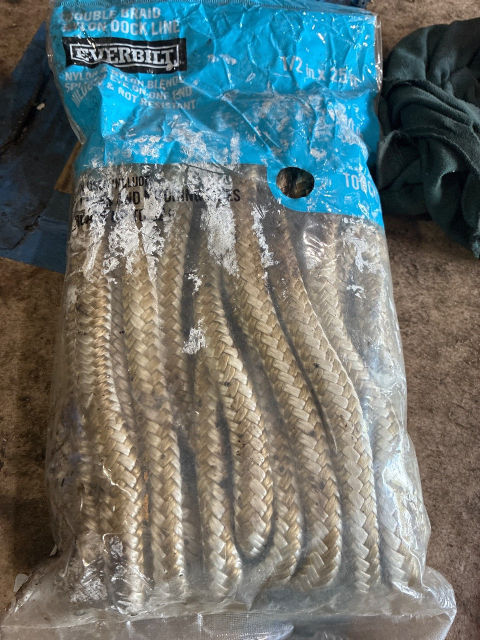 Everbilt 1/2" x 25' Double Braid Nylon Dock Line - New