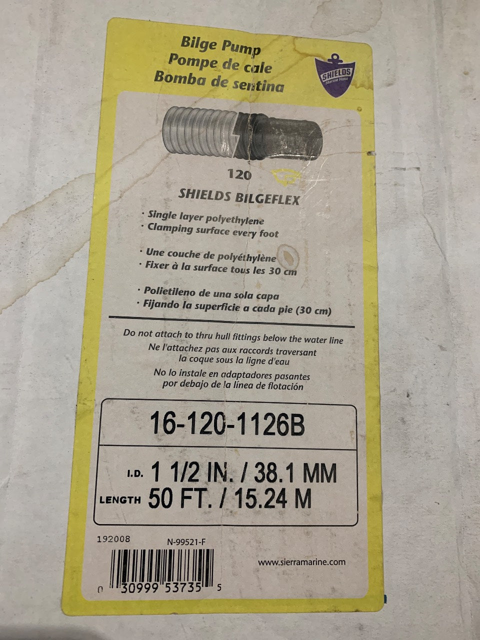 Shields 16-120-1126B BilgeFlex 1-1/2" x 50 ft Bilge Pump Hose - New