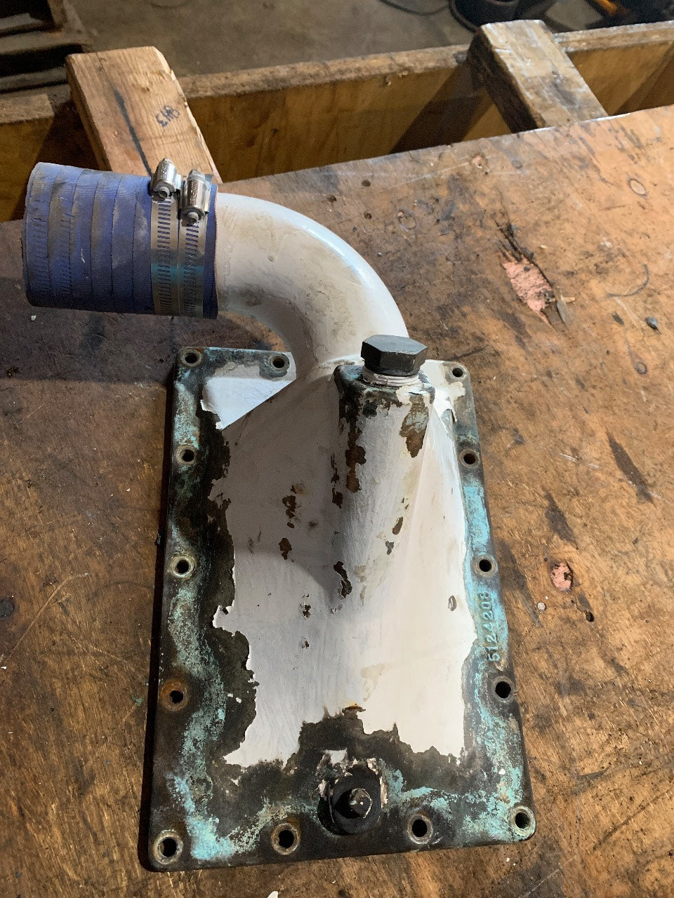 Detroit Diesel 5124208 Heat Exchanger End Cover with Raw Water Inlet Elbow - Used