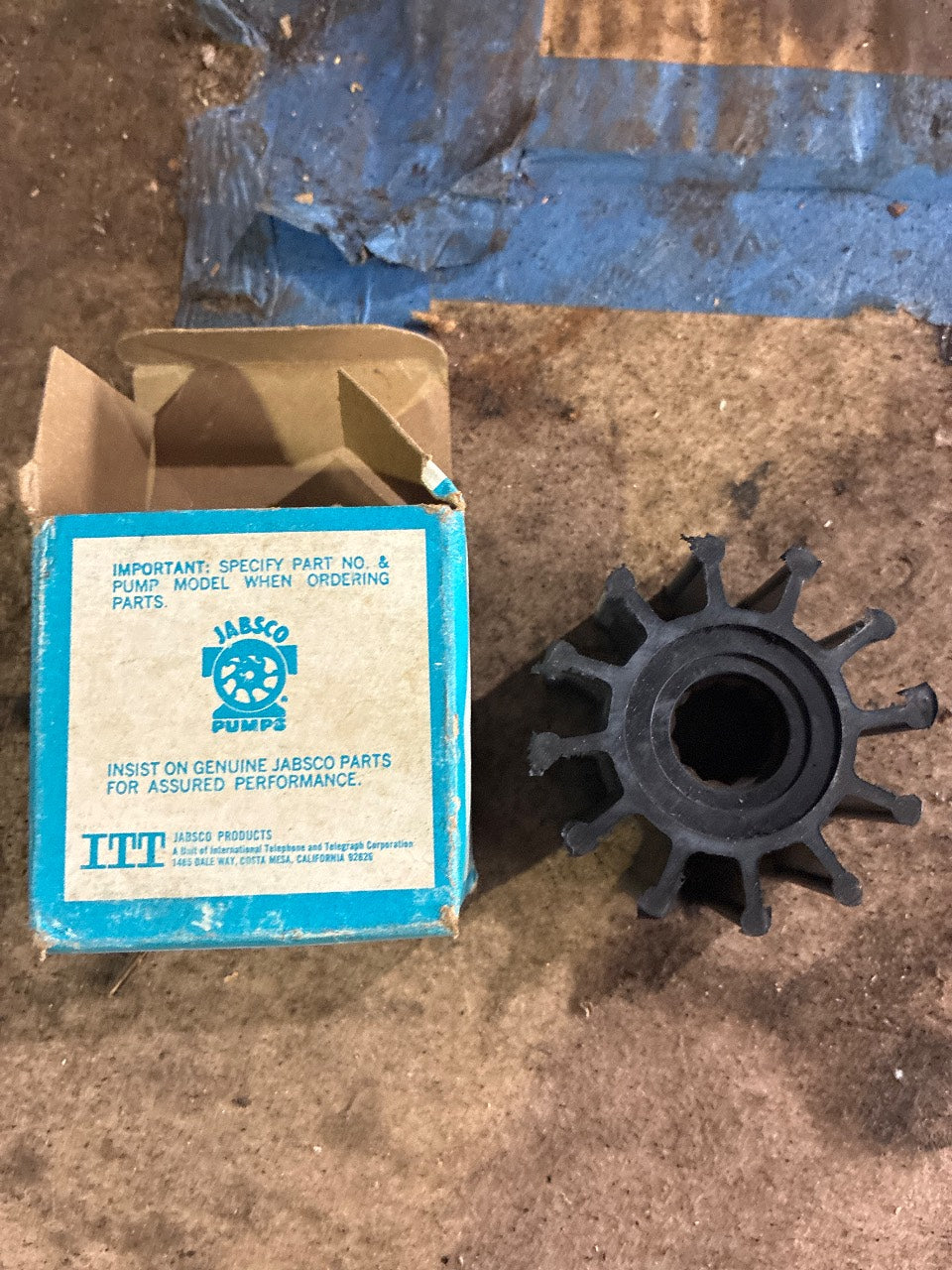 Jabsco Neoprene Raw Water Pump Impeller 12-Blade Spline Drive - New Old Stock