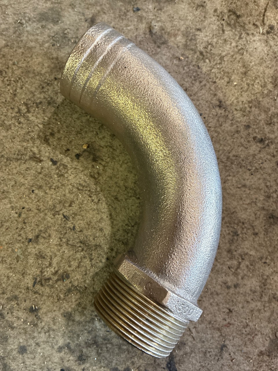 Bronze 90° Male NPT x Hose Barb Elbow Marine Pipe-to-Hose Fitting - Used