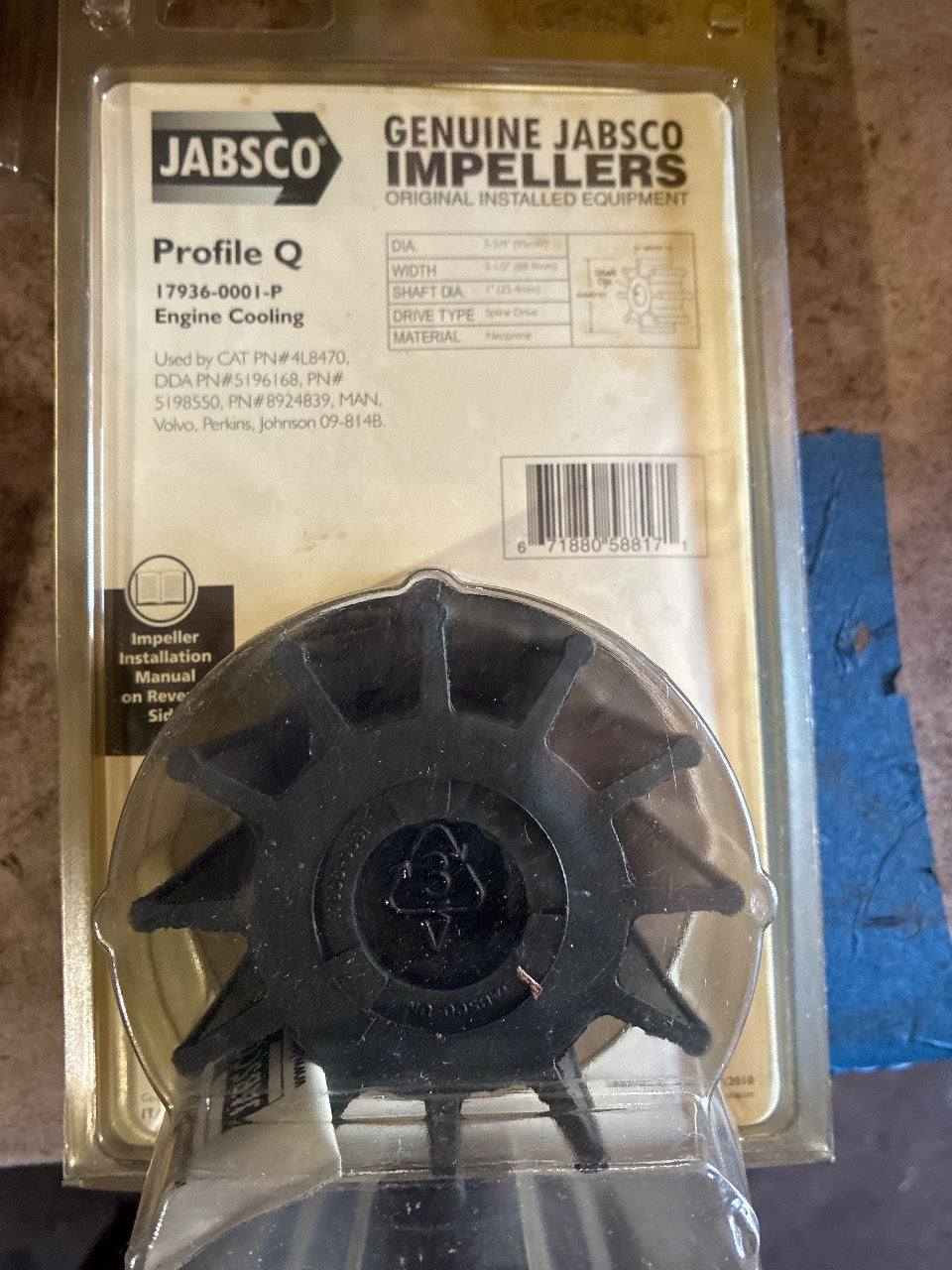 Jabsco 17936-0001-P Profile Q Neoprene Impeller Kit for CAT Detroit Diesel Volvo Perkins - New