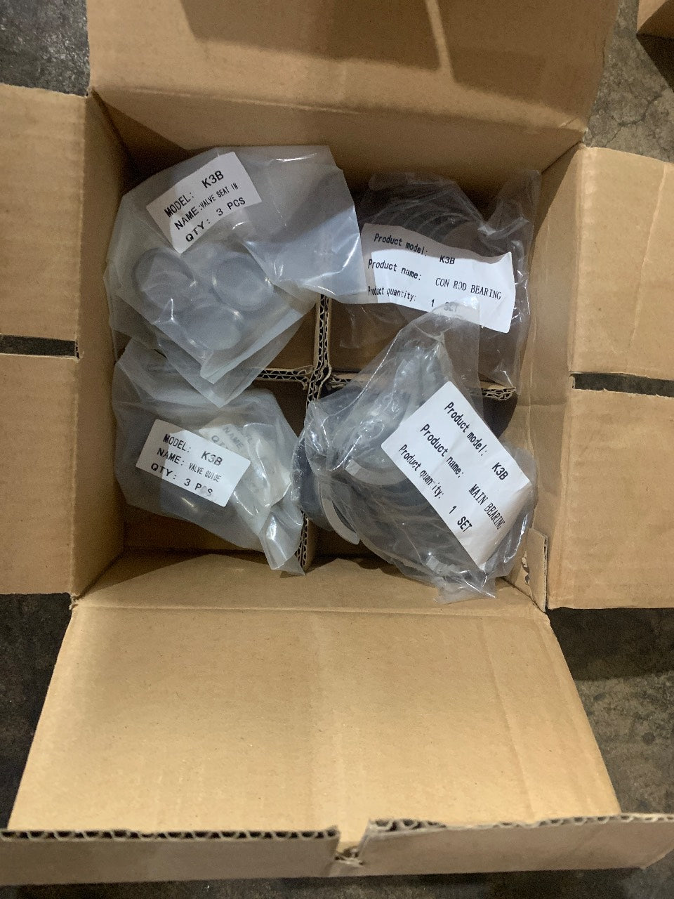 Mitsubishi K3B Engine Rebuild Kit - Main & Rod Bearings, Valve Seats, Valve Guides - New