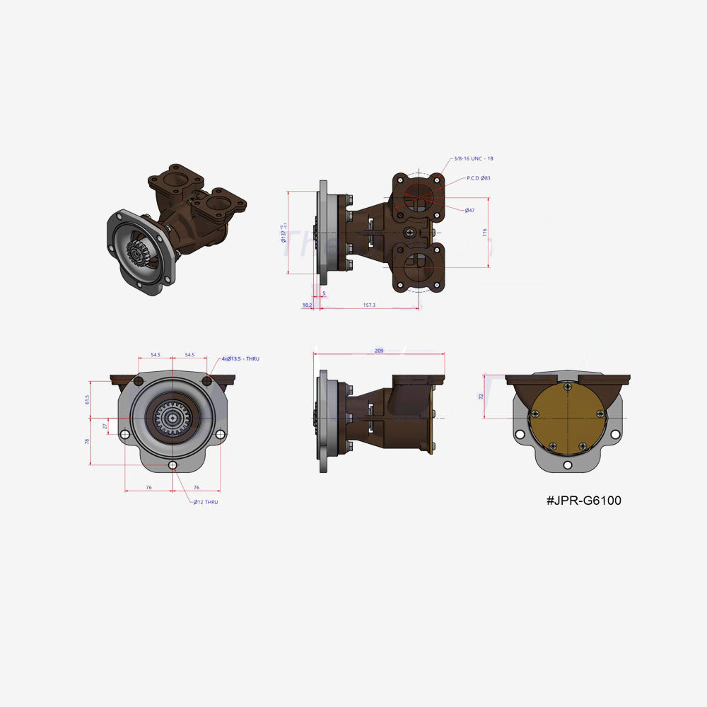 JPR-G6100 JMP Marine Raw Water Pump for Detroit Diesel 6V53, 6V71, 6V92