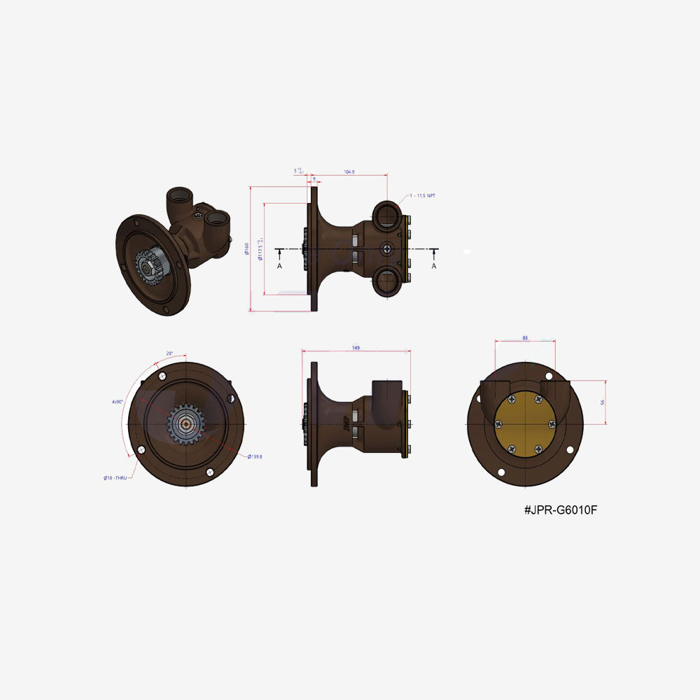 JPR-G6010F JMP Marine Raw Water Pump for Detroit Diesel 271 Engine