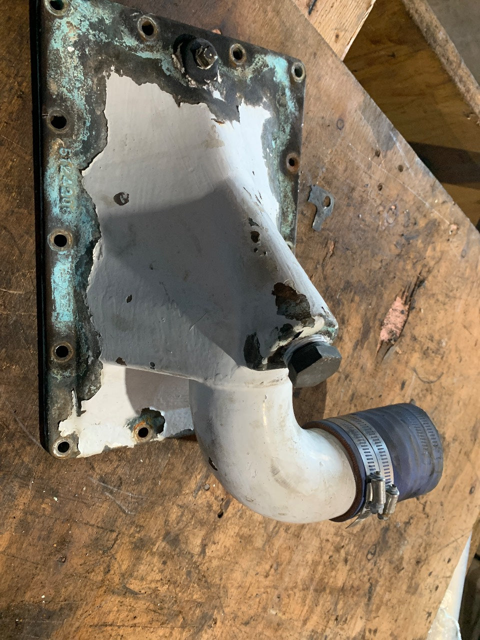 Detroit Diesel 5124208 Heat Exchanger End Cover with Raw Water Inlet Elbow - Used