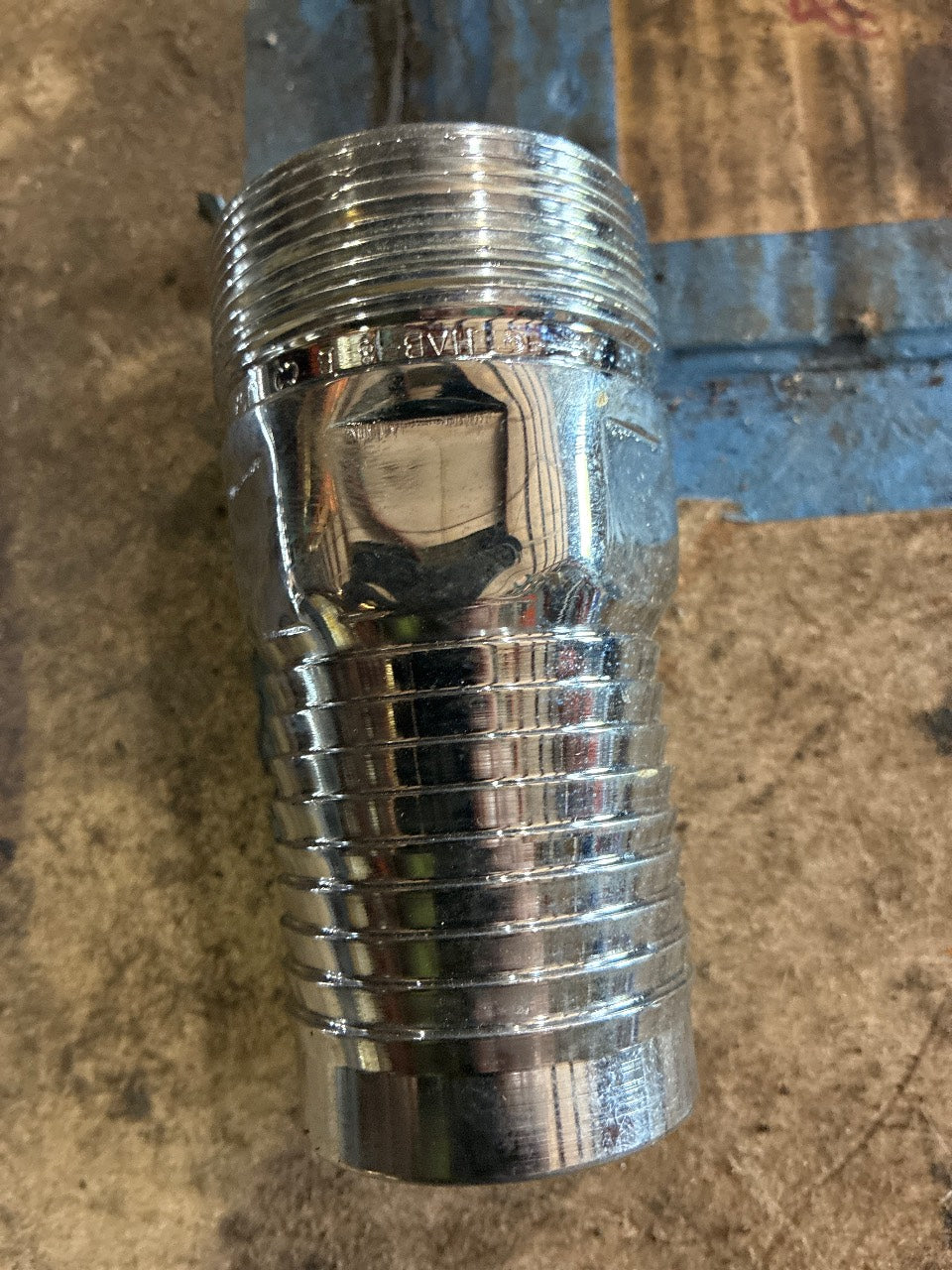 Chrome-Plated Combination Hose Nipple 1-1/2" NPT x 1-1/2" Hose Barb - Used