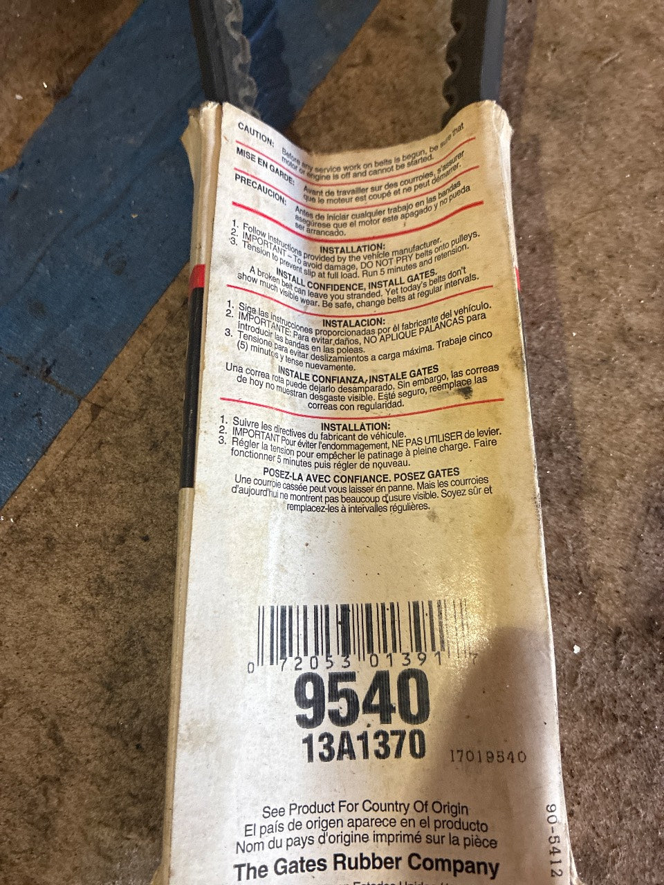 Gates 9540 Truflex Cogged V-Belt 13A1370 - New