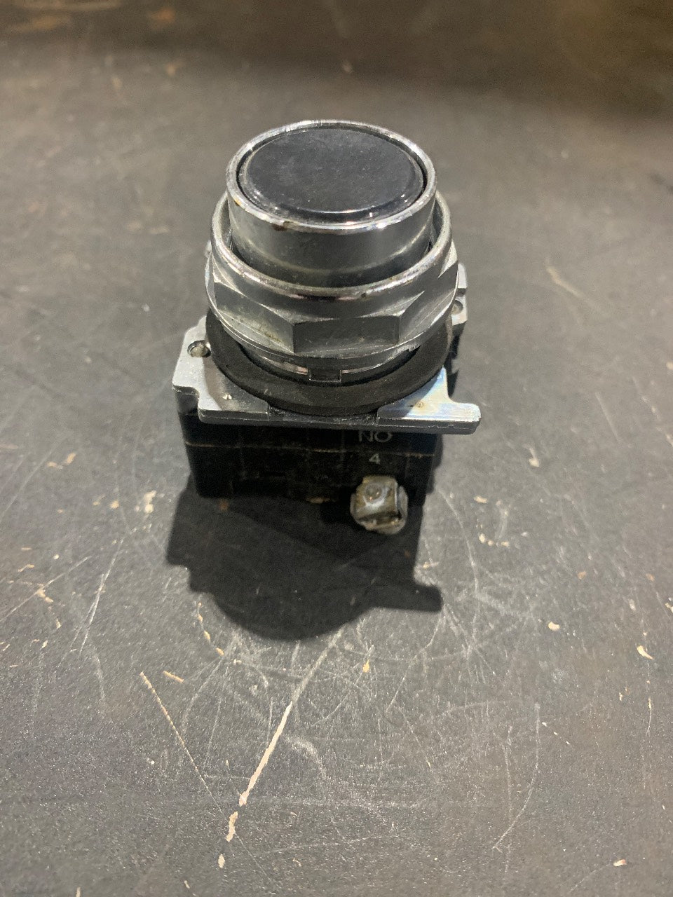 Cutler-Hammer 10250T/91000T Black Flush Push Button with NO Contact Block - Used