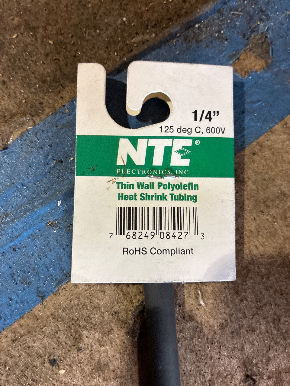 NTE Electronics 47-20548-BK 1/4" Black Thin Wall Polyolefin Heat Shrink Tubing 4 ft - New