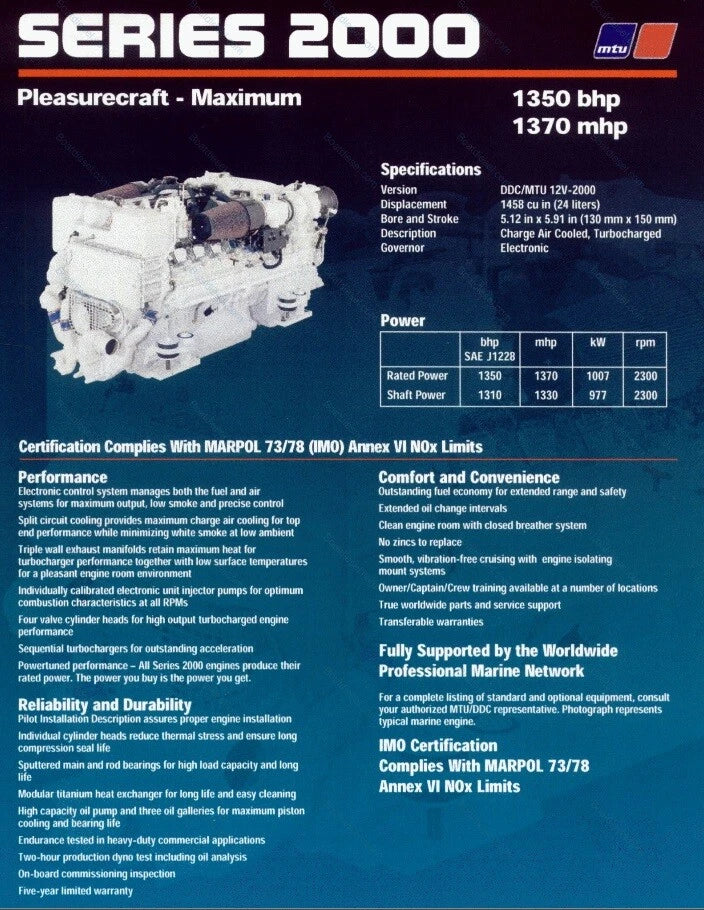 MTU / DETROIT DIESEL 12V2000, MARINE DIESEL ENGINE DDEC