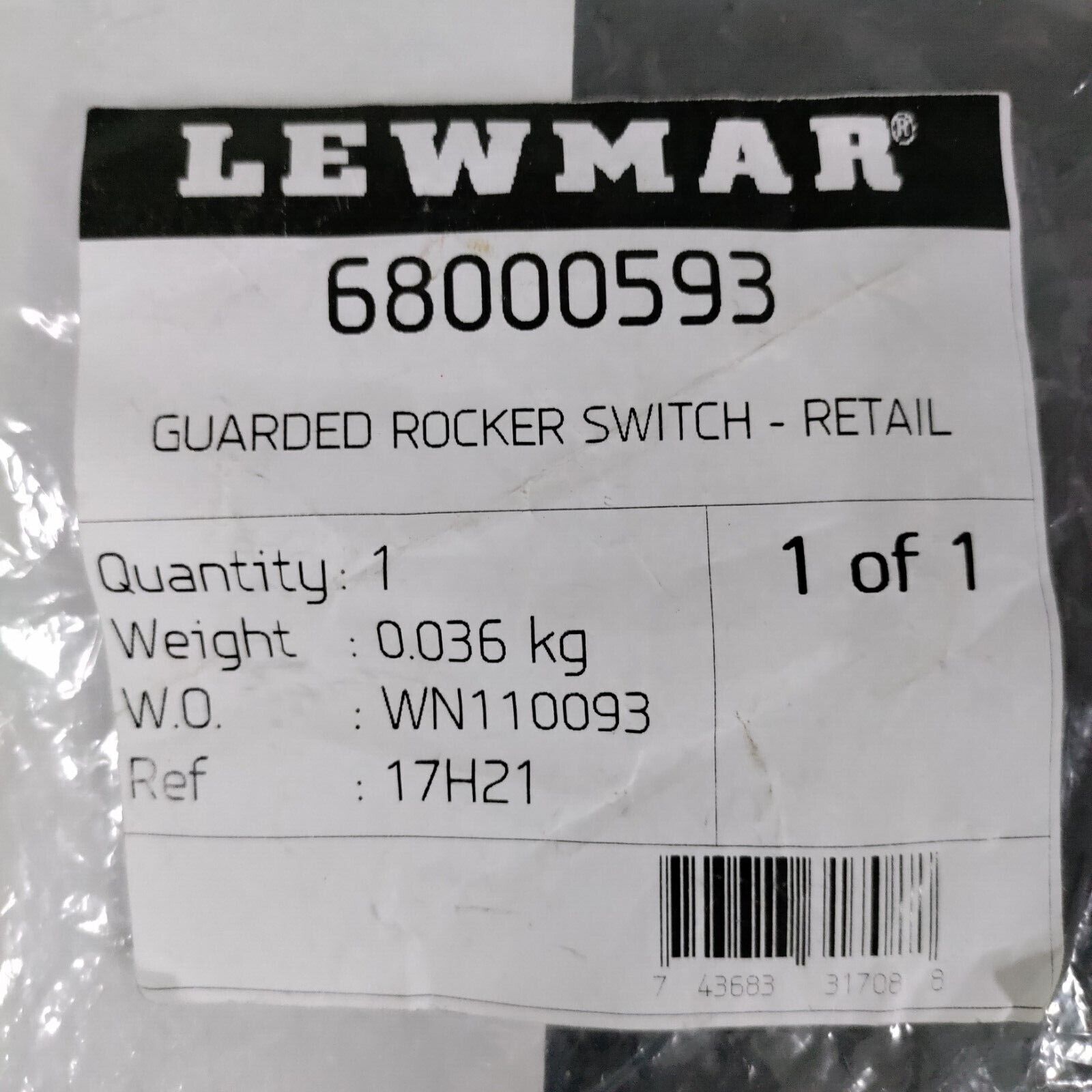 LEWMAR 68000593 GUARDED ROCKER SWITCH / WINDLASS, NEW AS SHOWN IN PIC'S