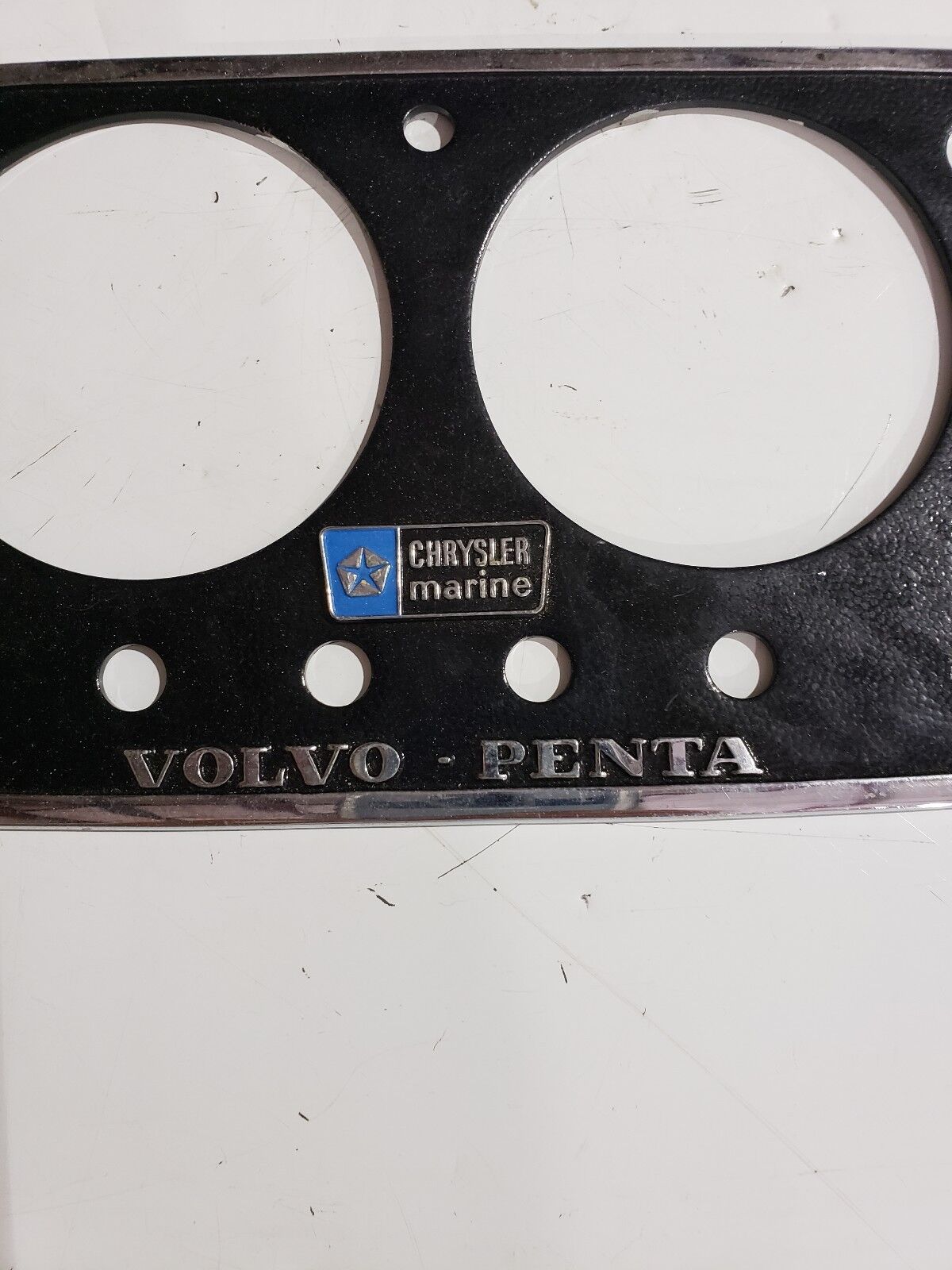 VINTAGE 1970 CHRYSLER MARINE / VOLVO-PENTA METAL INSTRUMENT MOUNTING PANEL