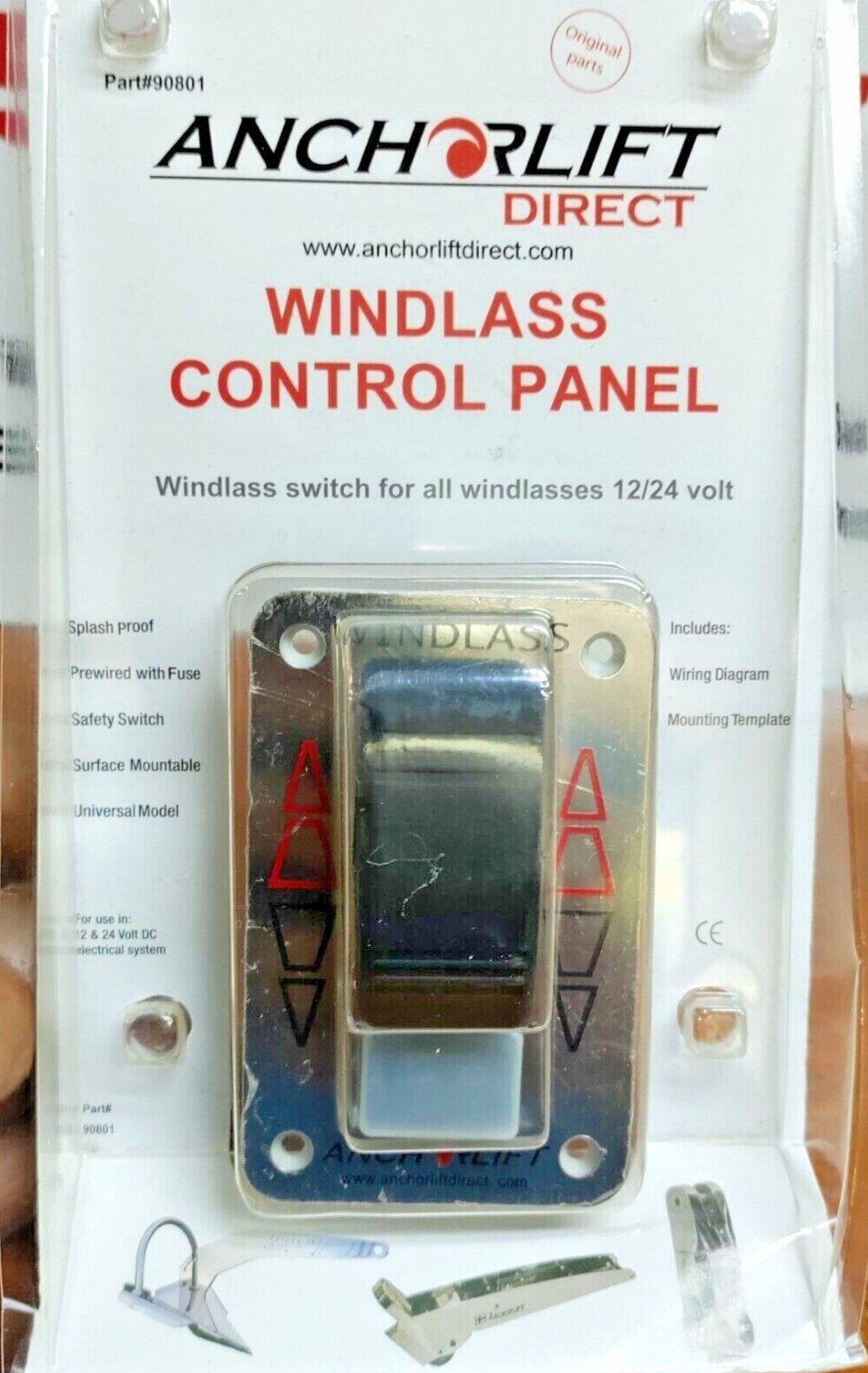 90801 ANCHOR LIFT WINDLASS CONTROL PANEL / ROCKER SWITCH PANEL w/ SAFE