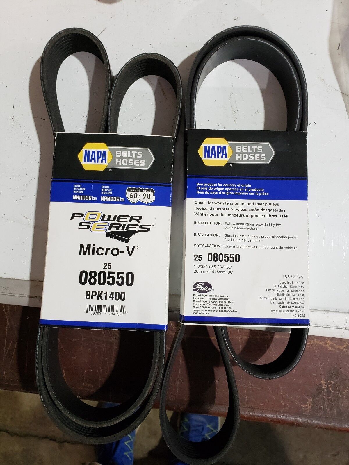 NEW ORIGINAL NAPA / GATES SERPENTINE MICRO-V 25 BELT #080550 1 3/32" X 55 3/4"