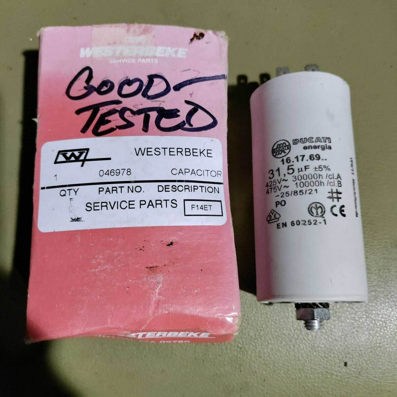 NEW OLD STOCK WESTERBEKE 046978 CAPACITOR   FREE STANDARD SHIPPING